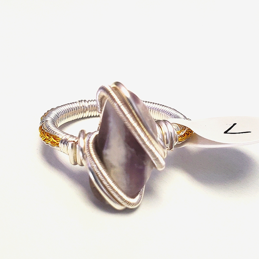 "Dream Stripes" Dream amethyst handmade wire wrap ring size 7
